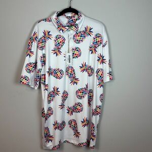 NEW Proud 90 Golf Polo Shirt Men XL White Pineapple Party Stretch NWT $79 Travel